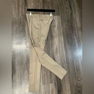 SUNNY LEIGH TAN/CREME STRAIGHT-LEG PANTS W/ ELASTIC WAISTBAND SIZE XS